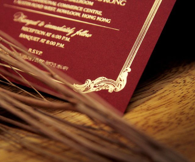 Ace Cartier wine red bronzing wedding invitation PP original