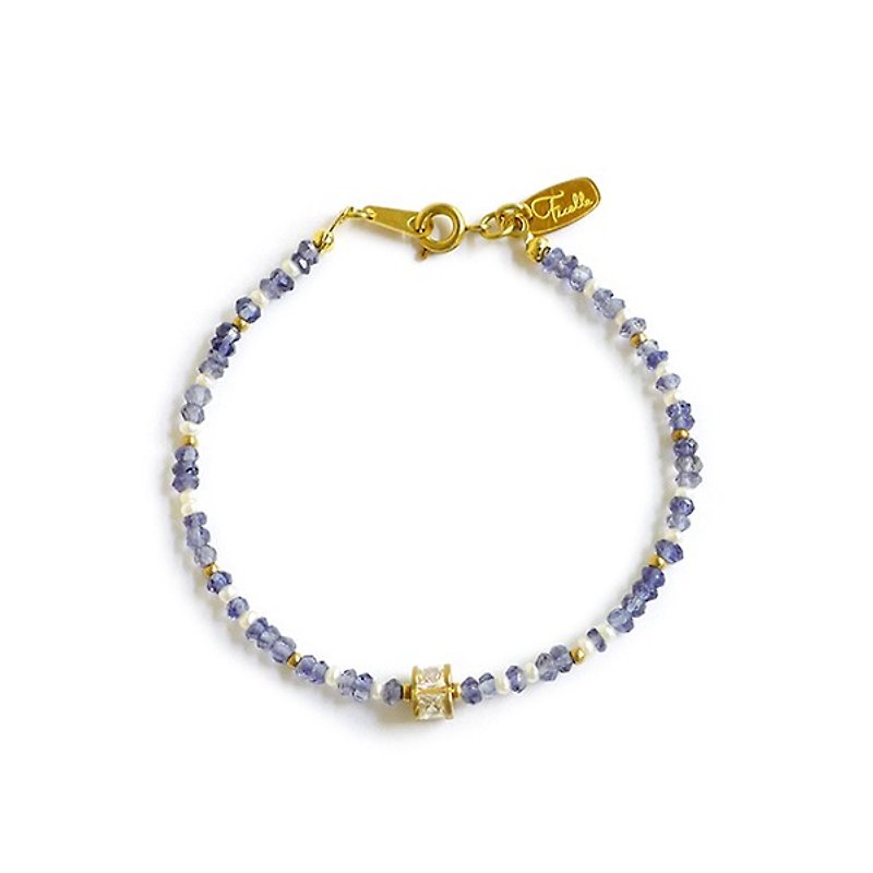 Ficelle | Handmade Brass Natural Stone Bracelet | [Iolite] Wing Hydrangea Worship - Bracelets - Gemstone 
