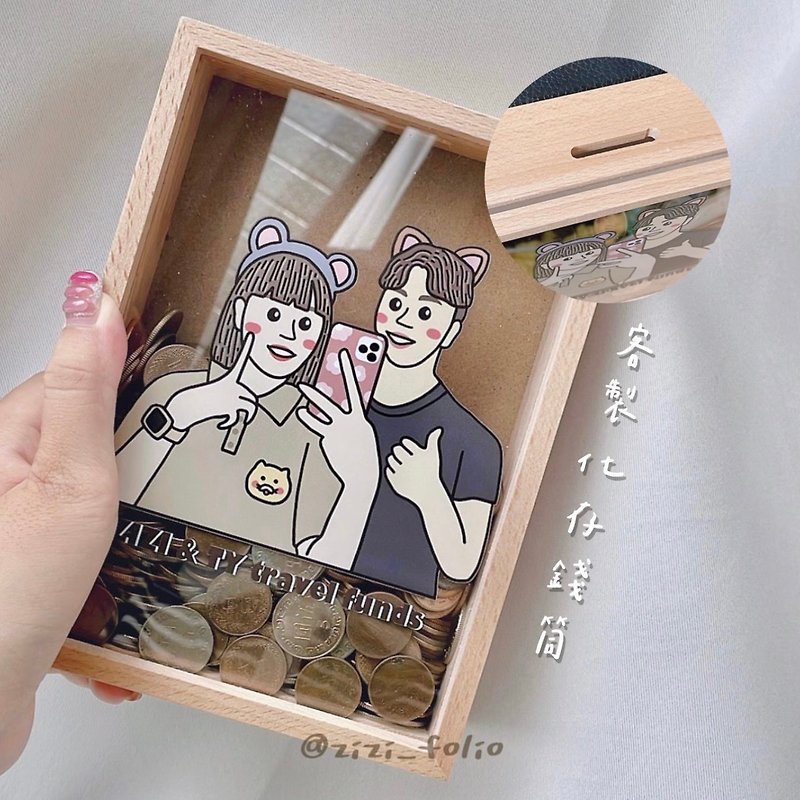 [Customized] Wooden money box/like color painting/home decoration - Customized Portraits - Acrylic 