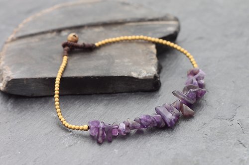 xtravirgin 紫水晶最小石踝串珠黃銅
