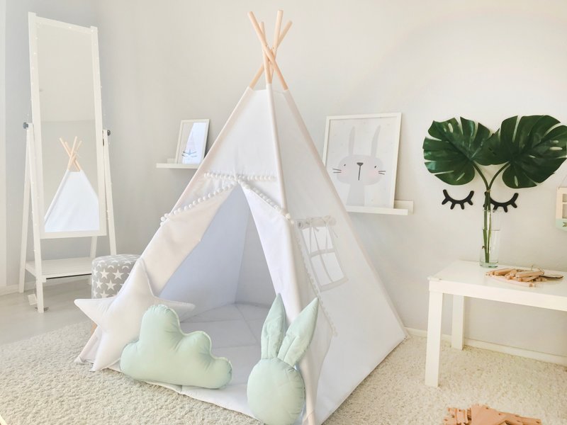 Teepee, kids teepee, tee pee tent, tee pee, tipi, play tent, childrens teepee - 兒童家具 - 棉．麻 白色