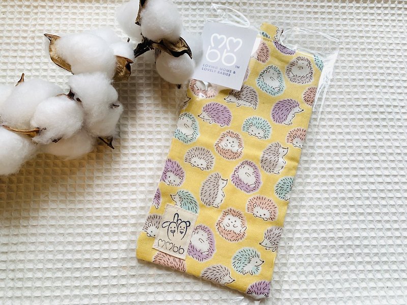 Handmade kindergarten handkerchief hedgehog baby Japan imported muffin cloth double yarn - Bibs - Cotton & Hemp Yellow