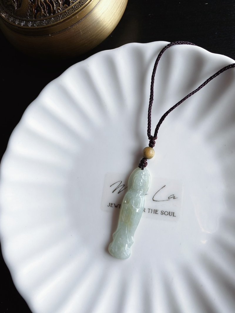 【售出】天然緬甸玉 翡翠 綠飄黃翡 觀音 菩薩 平安健康 項鍊 禮 - 項鍊 - 玉石 綠色