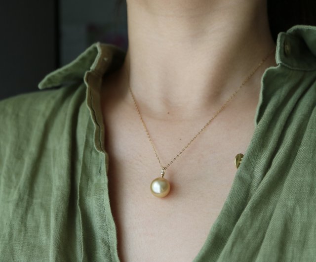 Genuine 18k Gold Necklace 18K Gold South orders Sea Pearl Necklace Dangling Pearl Necklace 18K Pearl Necklace Birthday Gift for Her Daughters Gift