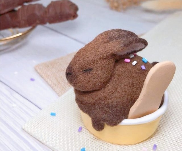 おいしいアイスクリーム - うさぎの羊毛フェルト人形 - ショップ