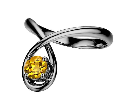 Majade Jewelry Design 簡約黃水晶婚戒 14K金求婚戒指 極簡主義檸檬黃戒指 別緻結婚戒指