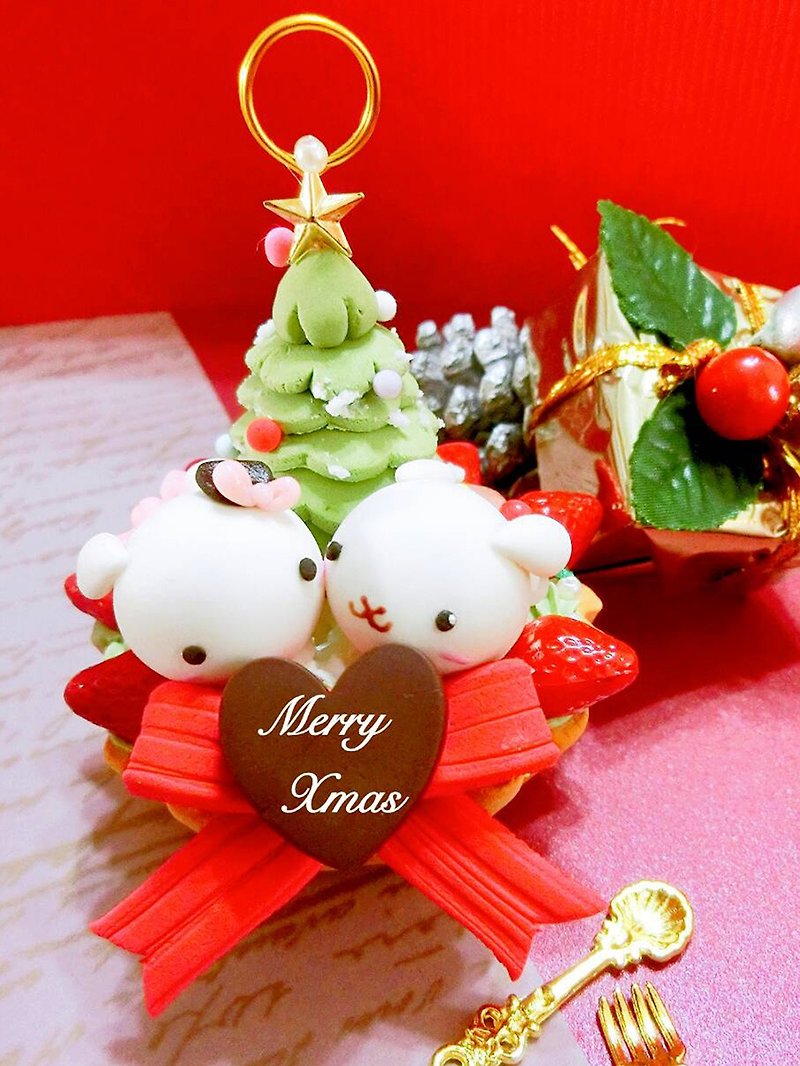 ☆ ☆ Mrs.Tina X Christmas dreams left bank joint activities [Matcha colorful frosting fruit Bunny tower] - ของวางตกแต่ง - ดินเหนียว สีแดง