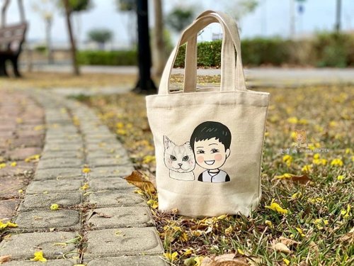 MiniGarden手繪客製化 手繪孩子與毛小孩回憶【客製化手提包】 居家擺飾 紀念禮物美好