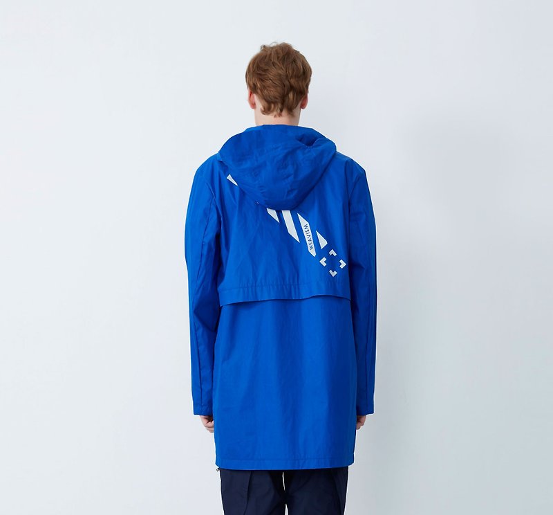 【出清品】跳脫天氣限制的一抹藍 好大雨-廣角帽簷風雨衣 - 男夾克/外套 - 棉．麻 藍色