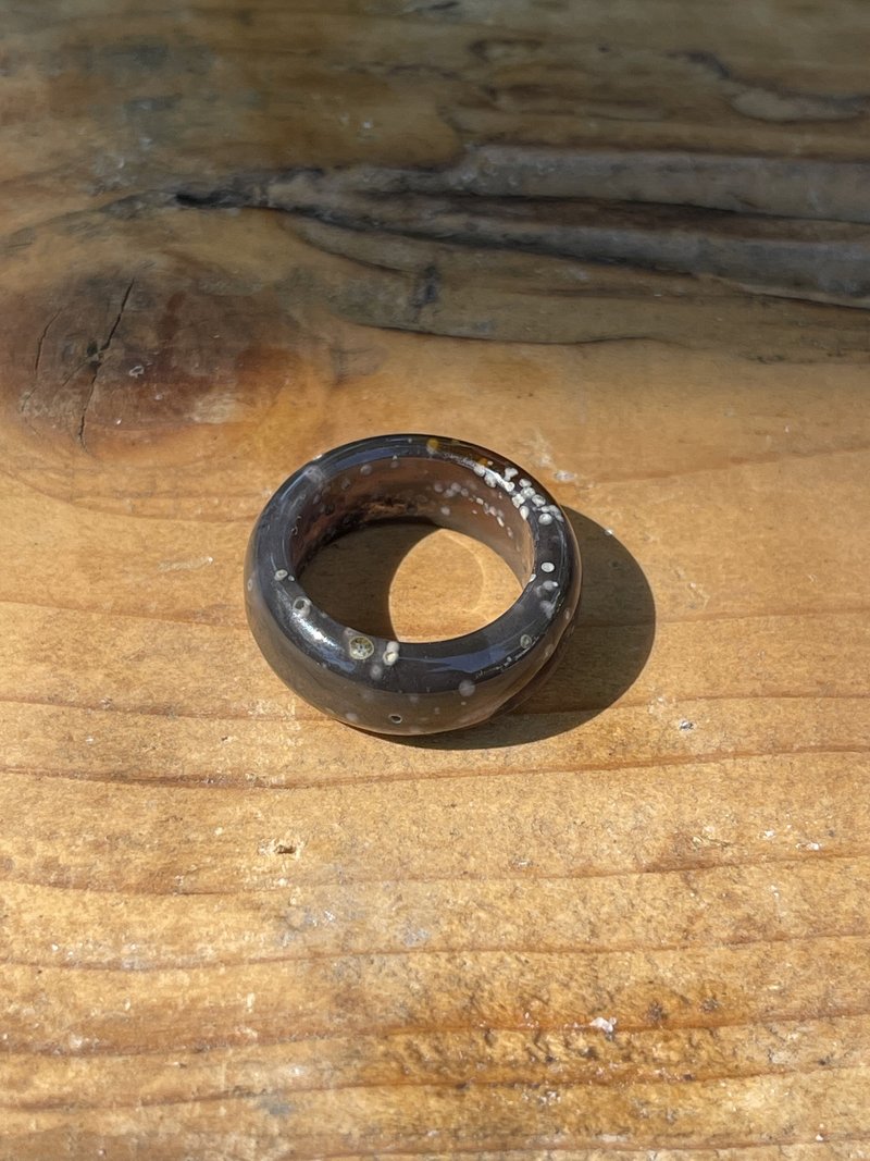 深夜星空-星空瑪瑙戒指 - 戒指 - 半寶石 黑色