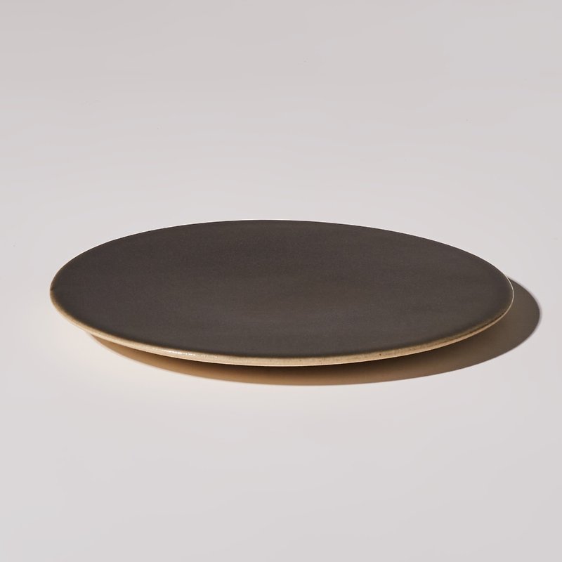 2 Selected Objects_Xinwangji Porcelain_Matte Gray Glazed Flat Plate - Plates & Trays - Porcelain 