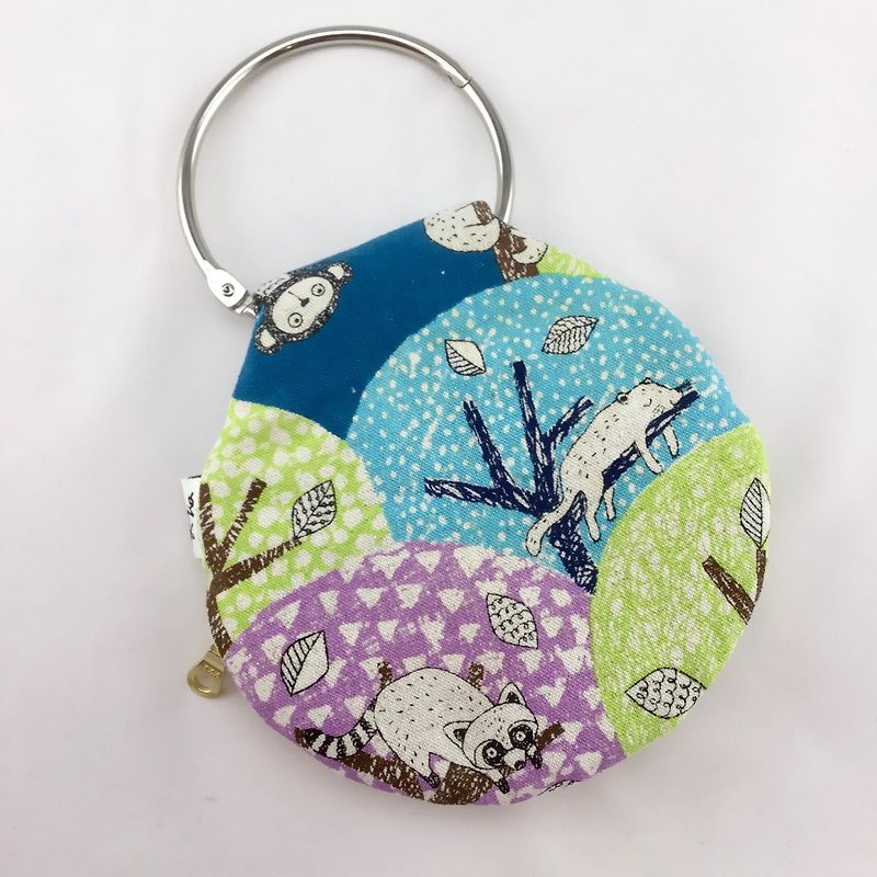 繽紛動物樂園鑰匙包+悠遊卡口袋 - 鑰匙圈/鑰匙包 - 棉．麻 