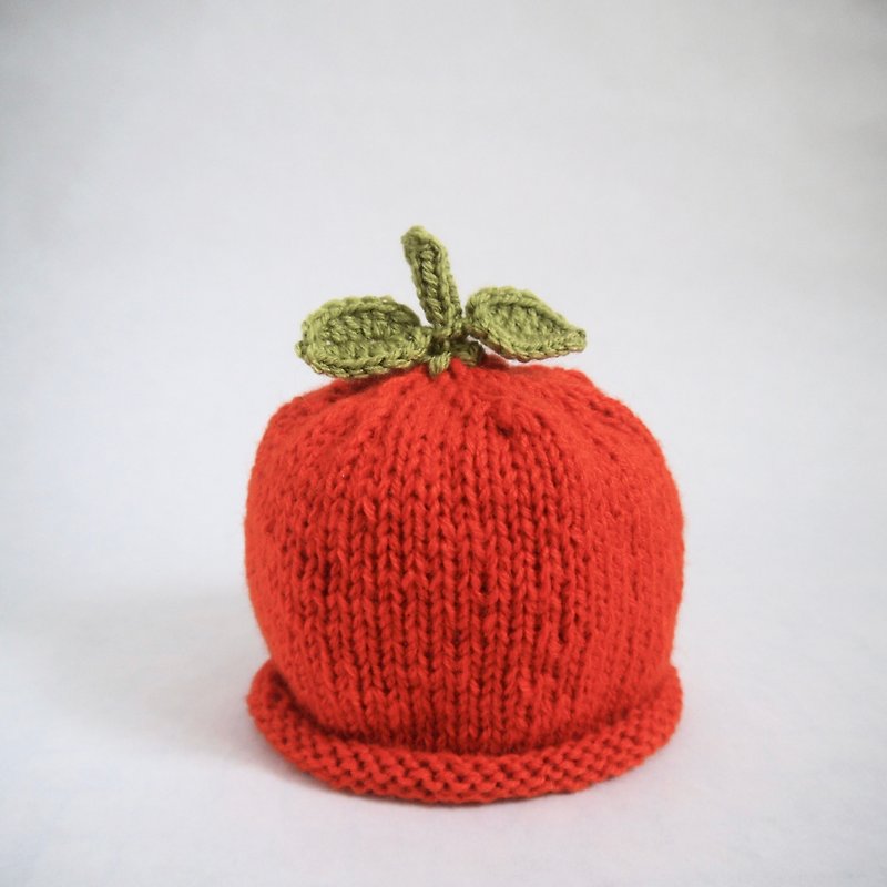 Hand Knit Clementine Beanie - หมวก - เส้นใยสังเคราะห์ สีส้ม