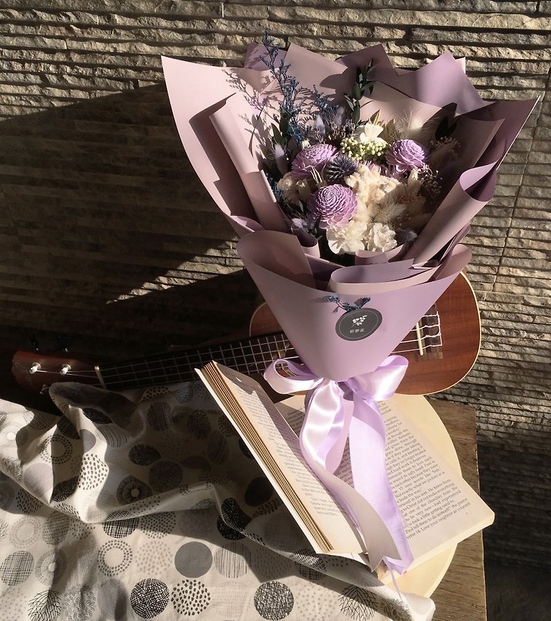 [purple 妳 妳] purple bouquet / sun rose bouquet / dry flower bouquet / Valentine's Day bouquet - ช่อดอกไม้แห้ง - พืช/ดอกไม้ สีม่วง