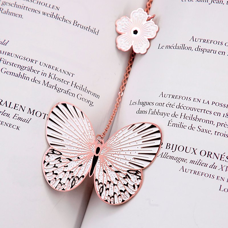 Little white butterfly in the palm of your hand Chinese style bookmark literary gift - ที่คั่นหนังสือ - โลหะ 