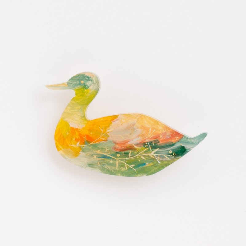 Brooch of a picture 【bird】 - Brooches - Acrylic Yellow