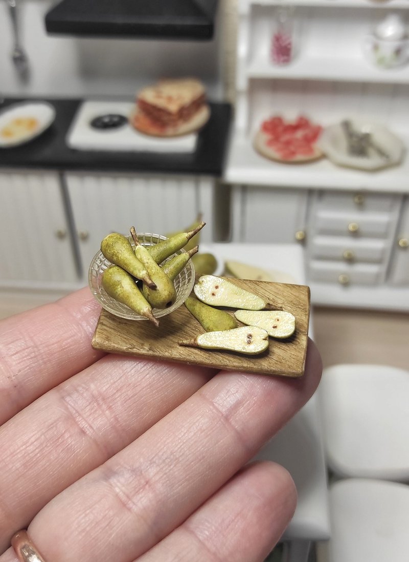 小食品 微型水果 迷你食品 娃娃家的梨子 娃娃的水果 - 公仔/玩偶 - 黏土 