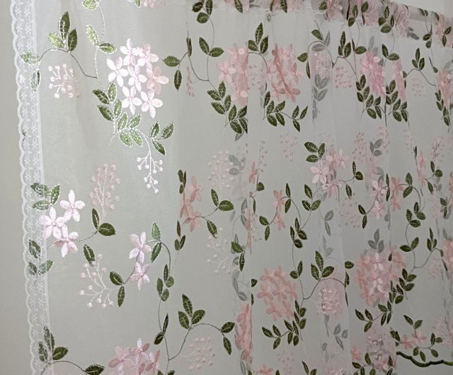 florist美鈴　ガーデンドア フラワー刺繍 カフェカーテン 約130×90cm｜アミブルージュ