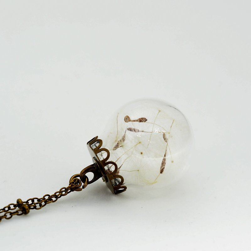 OMYWAY Handmade - Glass Globe Necklace - สร้อยติดคอ - พืช/ดอกไม้ สึชมพู