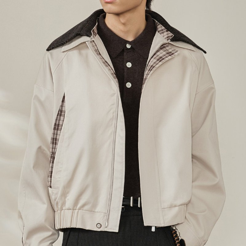 【閃靈】森系レトロ 取り外し可能な編み襟フード付きチェック柄ポケットジャケット/ボンバージャケット - アウター メンズ - その他の素材 多色