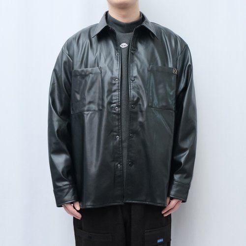 KAIKAI - ReBorn - Metallic Two-Pocket Leather Shirt Jacket