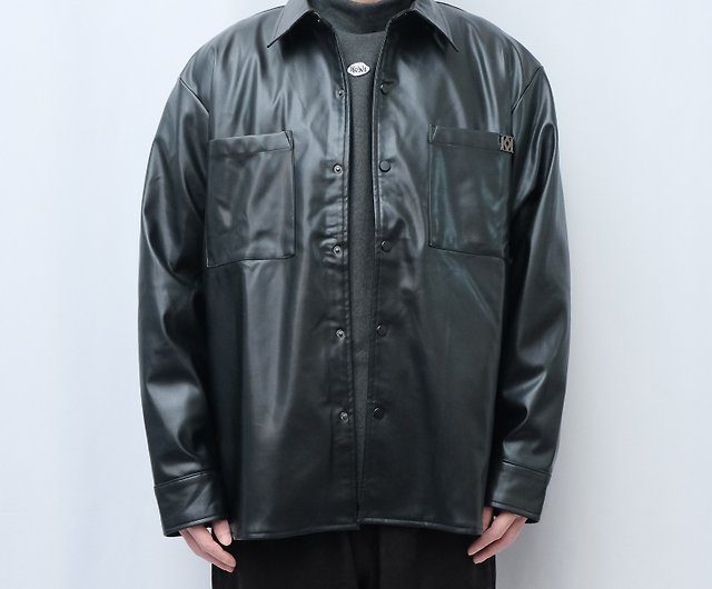 KAIKAI - ReBorn - Metallic Two-Pocket Leather Shirt Jacket - Shop KAI KAI®  Men's Coats u0026 Jackets - Pinkoi