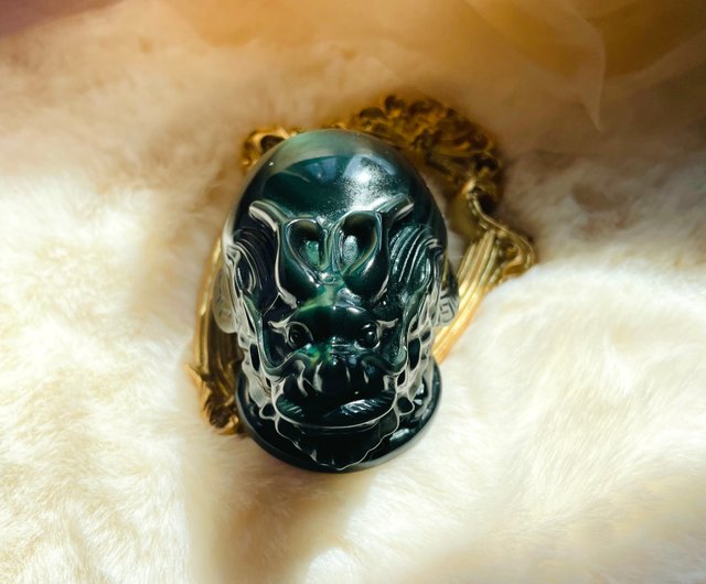 新品 ゴールデンオブシディアン 強い光と磁場 ハート型の置物 405g台座付き レインボーオブシディアン ダブルハート No19 一点物 - 石川県金沢市