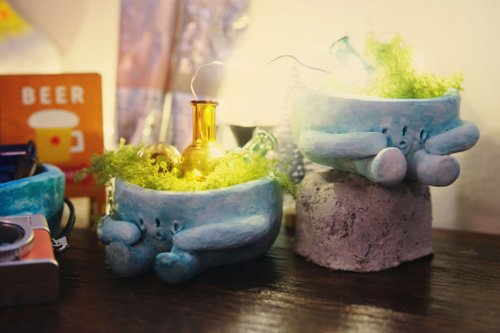 仰式漂浮 Daydream Crafts 憂鬱青年 多肉盆栽 盆器 憂憂 憂鬱 設計師玩具 原創設計 花器