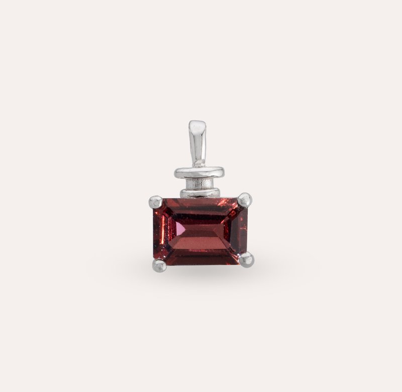 AND 石榴石 紅色 長方 5*7mm 墜子 蛻變系列 Fragrance P 天然寶 - 項鍊 - 銀 紅色