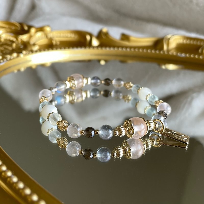 //House of Admont//Pink Quartz - Smoky Quartz - Labradorite - Moonstone - Aquamarine - Crystal Bracelet - Bracelets - Crystal Pink
