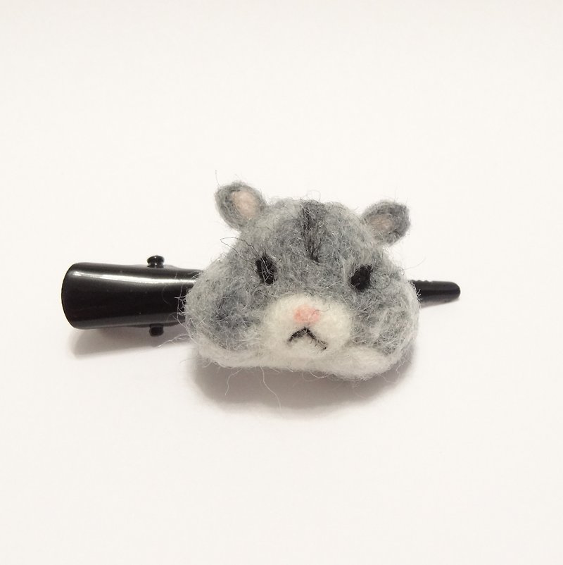Hamster Hairpin- Wool felt - Hair Accessories - Wool Gray