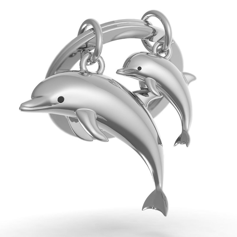 【Metalmorphose】MTM dolphin keychain marine animal/charm/gift - Keychains - Other Metals Silver