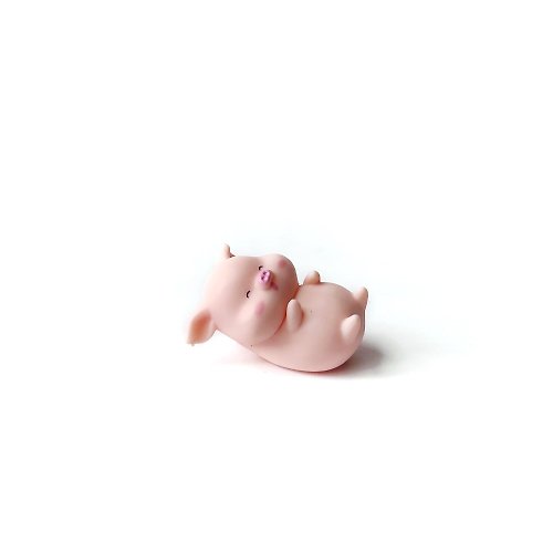 Ninan 泥喃｜水泥手作工作室 (現貨) 盆栽裝飾 可愛豬豬系列-地上打滾的小豬 微景觀插飾 擺飾