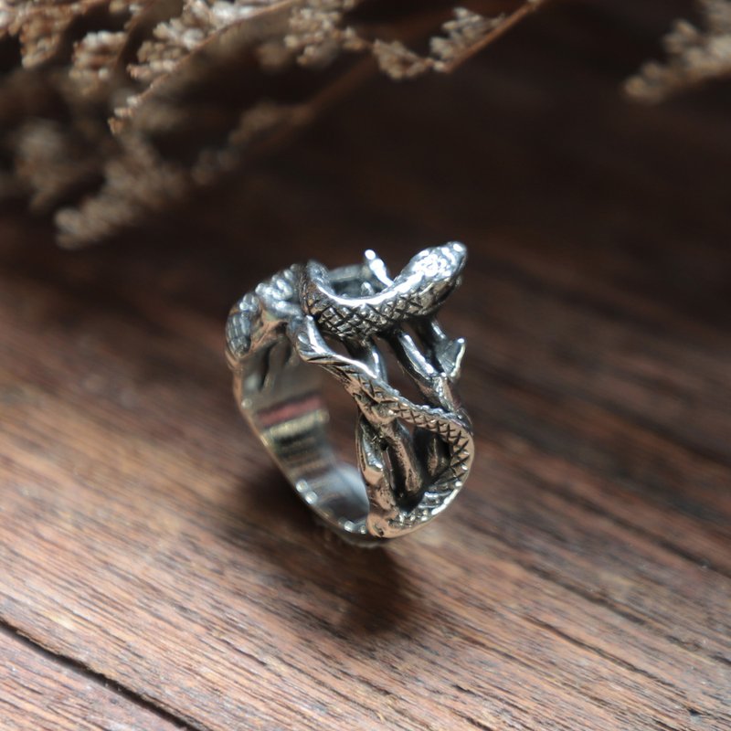 Crown of thorns Snake cobra ring handmade Girl silver minimalist jewelry gypsy h - General Rings - Other Metals Silver