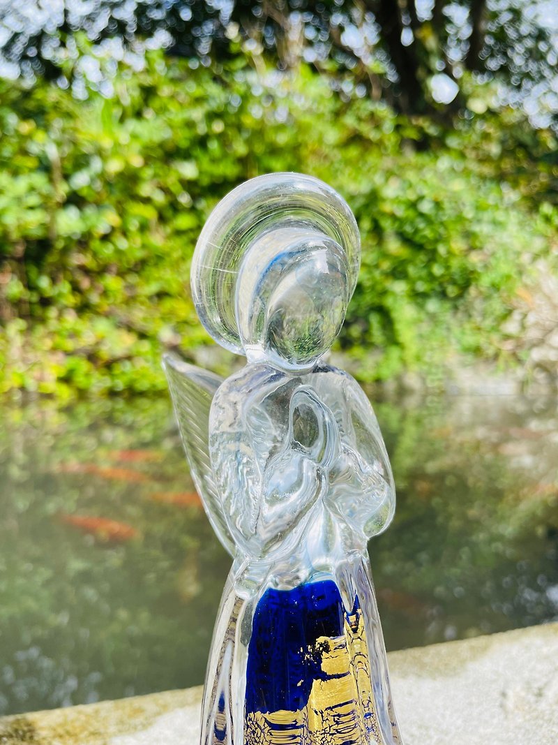 水晶玻璃 聖母 天使 金箔 擺件 - 裝飾/擺設  - 玻璃 