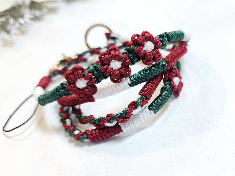Paris*Le Bonheun。細繩的纏繞。編織手腕繩。頸繩(小清新花花兒) - 手機掛繩/背帶 - 尼龍 多色