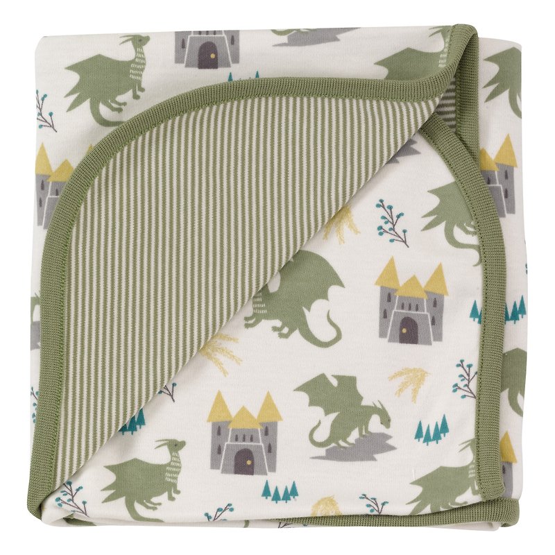 100% organic cotton dragon pattern baby towel - ของขวัญวันครบรอบ - ผ้าฝ้าย/ผ้าลินิน สีเขียว
