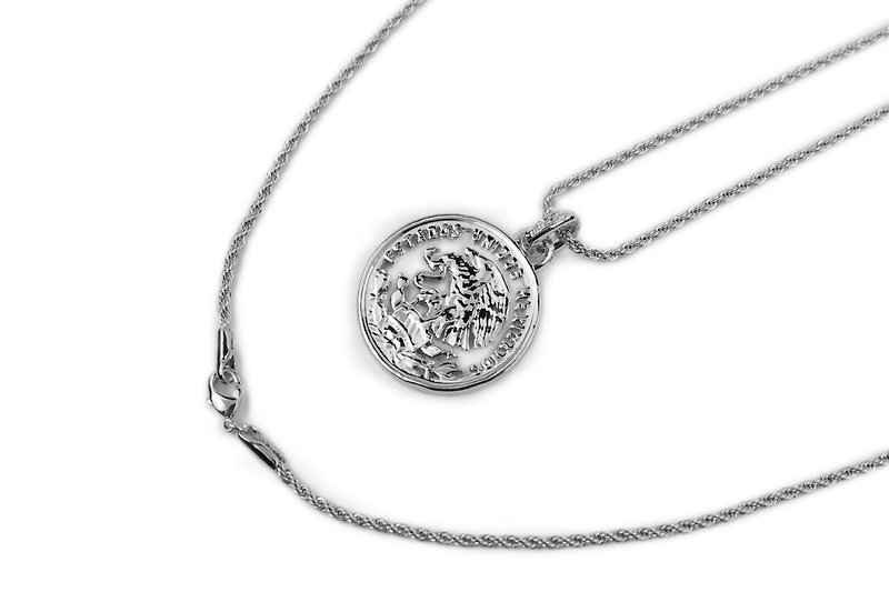 [METALIZE] Mexican Eagle Coin Necklace (White Gold) - สร้อยคอ - โลหะ 