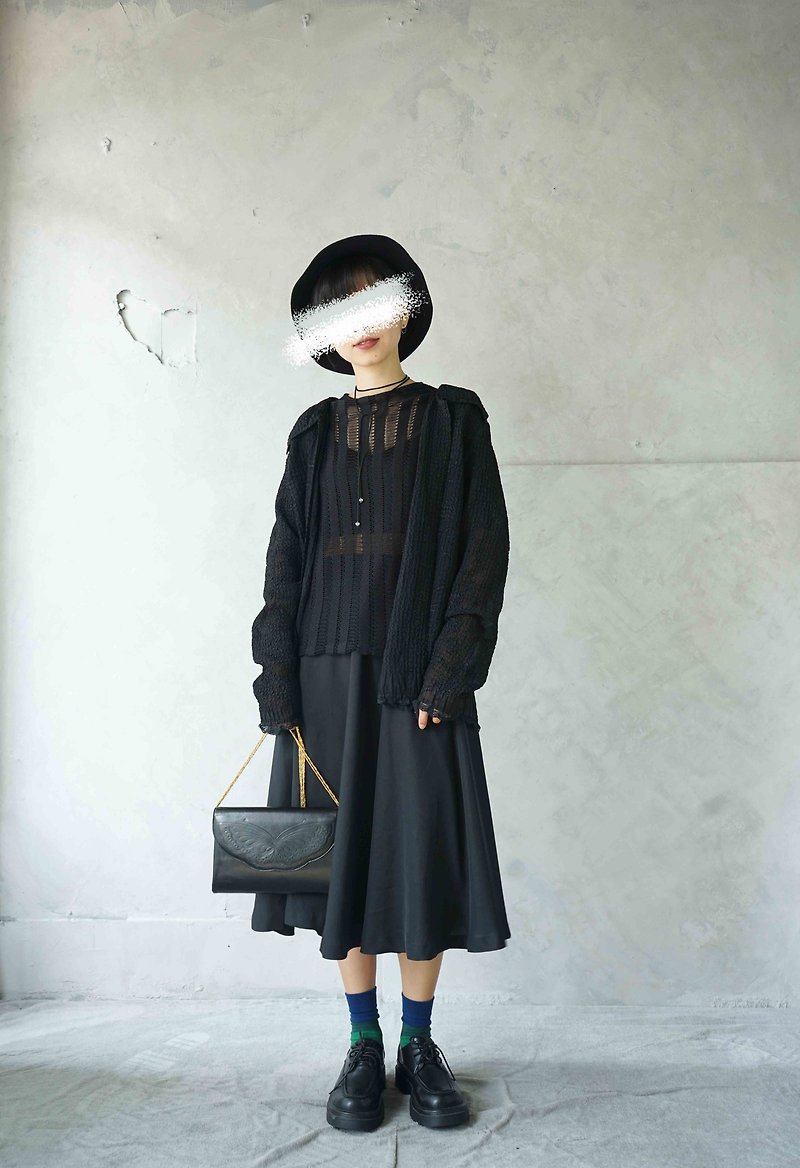 Treasure Hunt Vintage-Personalized Glossy Black Textured Draped Retro Circle Skirt - Skirts - Polyester Black