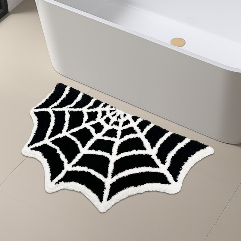 Spider Web Bathroom Mat Foot Pad Black Orange Halloween Holiday Home Dec - Rugs & Floor Mats - Polyester Multicolor