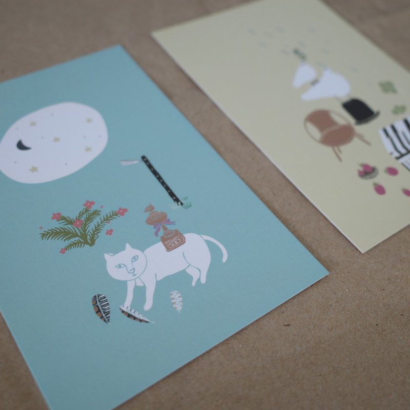 庭の詩のセレクションからの2枚のポストカードのセット - カード・はがき - 紙 ホワイト