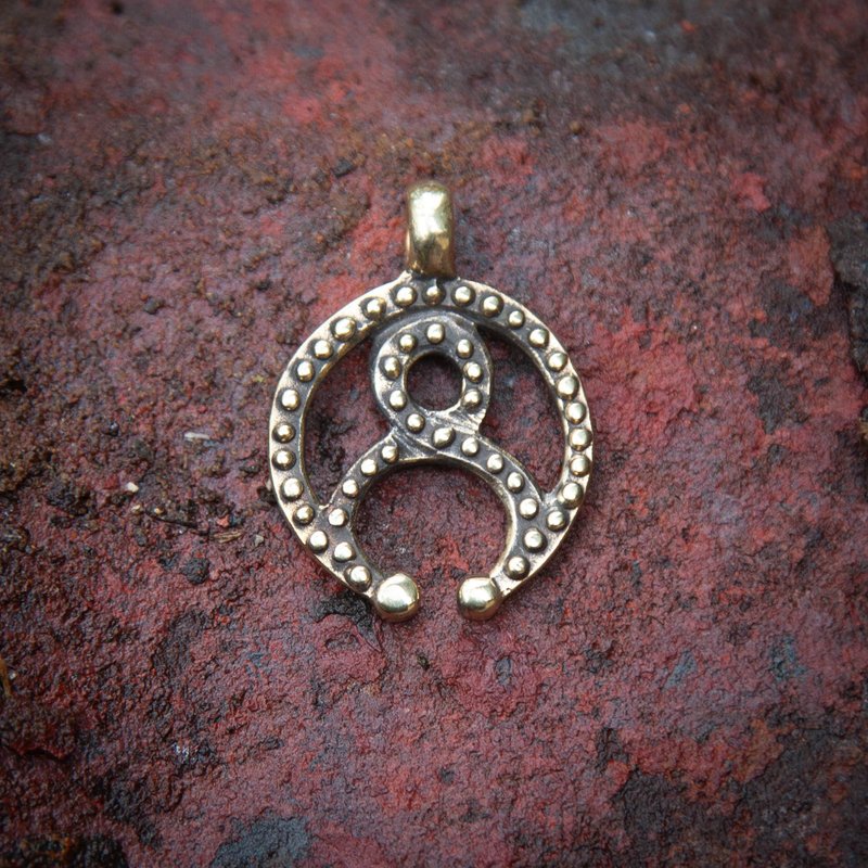 Moon pendant. tiny lunar necklace. Slavic amulet. Female mascot. Pagan jewelry - Necklaces - Other Metals Orange