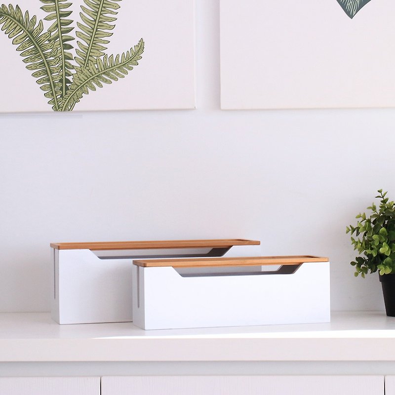 Simple bamboo and wood junction box large + small group/wire storage box - กล่องเก็บของ - ไม้ หลากหลายสี