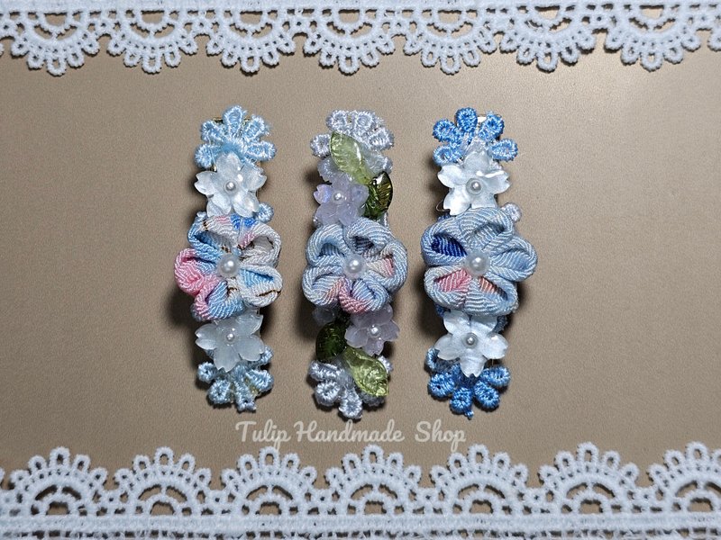 Finely crafted floral duckbill clip - blue - Hair Accessories - Other Materials Blue