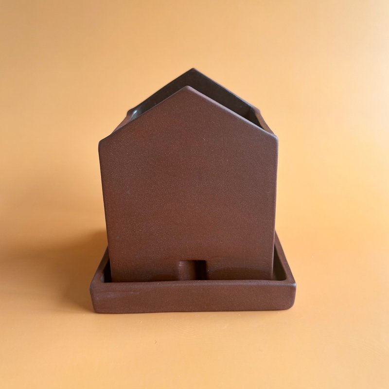 陶瓷房屋容器 - 擺飾/家飾品 - 陶 咖啡色