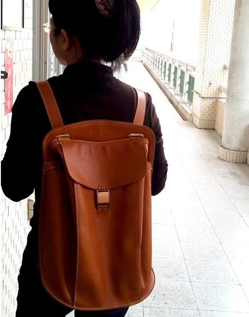 Full cowhide reckless backpack II - Messenger Bags & Sling Bags - Genuine Leather Orange