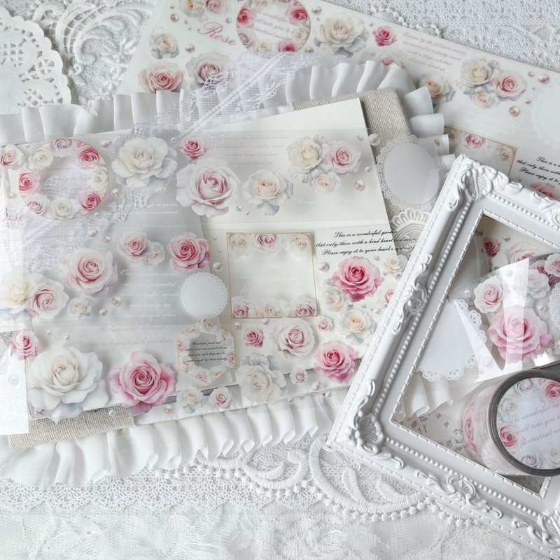 Rose Garden masking tape - 紙膠帶/和紙/PET - 其他材質 多色