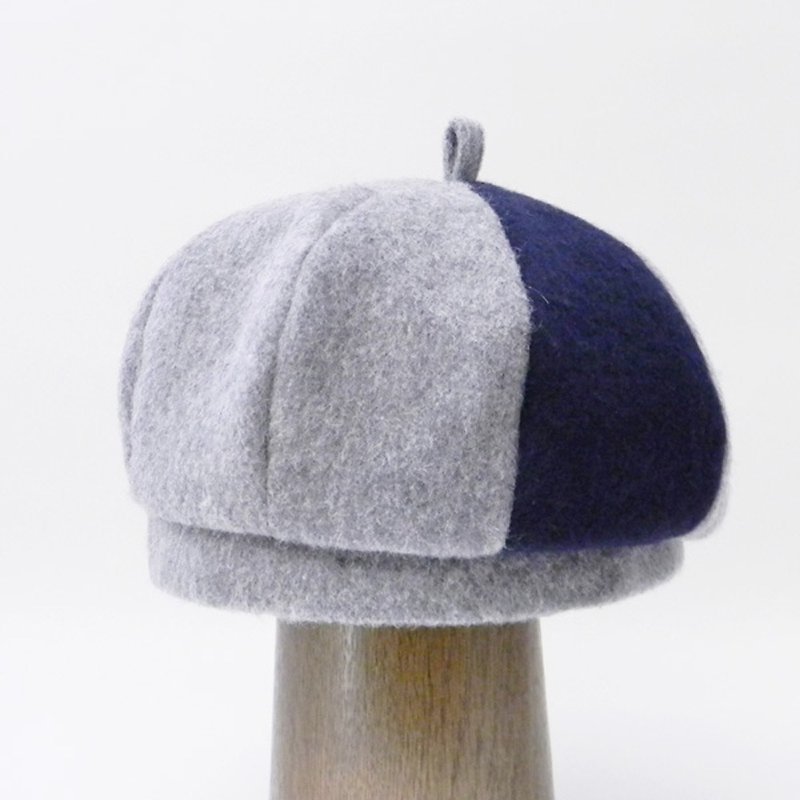 ほっこり起毛した８枚はぎのコンビカラーのベレー帽グレーPL1712グレー - 帽子 - 其他材質 灰色