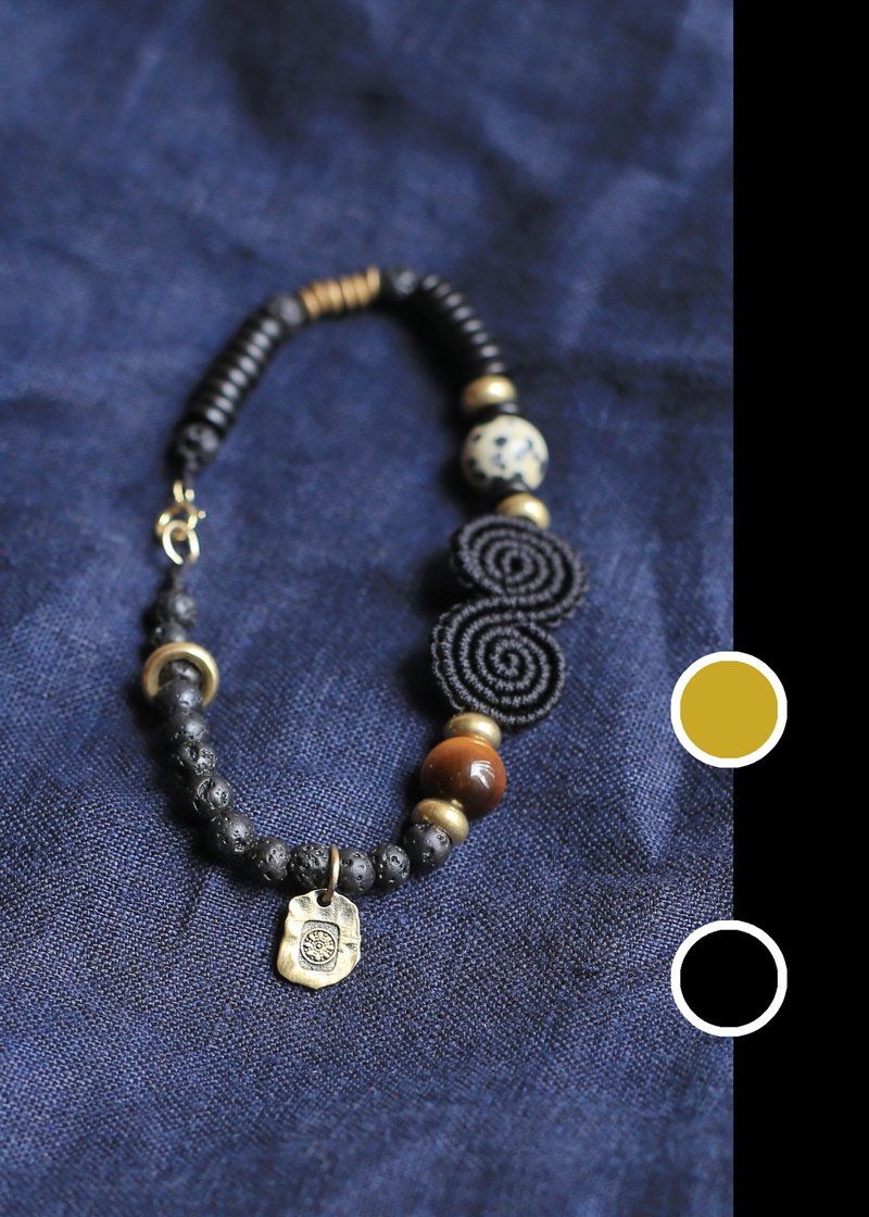 No.8-Original & Black Gold | Stone Brass Ebony Stone Braided Rope | Retro Personality - Bracelets - Semi-Precious Stones 