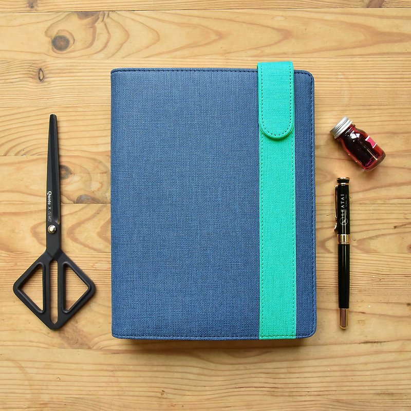 A5 Refillable Organizer, 6-ring with Fountain Pen Friendly Paper - Notebooks & Journals - Faux Leather Blue